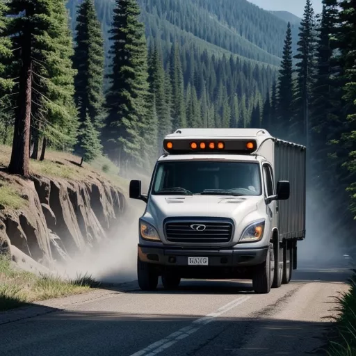 Hyundai HD800 8-ton canvas truck climbing a hill