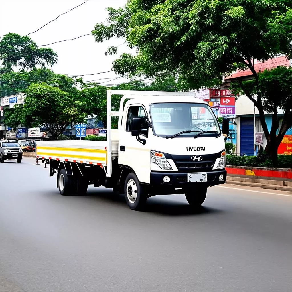 Camion Hyundai N250 circulant dans les rues de Hanoï