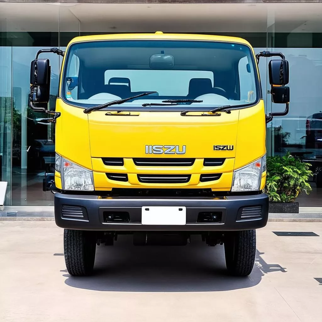 Xe tải Isuzu dòng vàng 2023 đang đỗ đầu tại đại lý xe tải Hà Nội