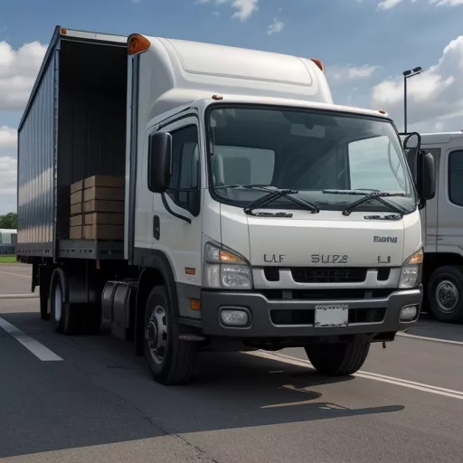 Isuzu 2T9 Euro 4 truck unloading cargo at a warehouse
