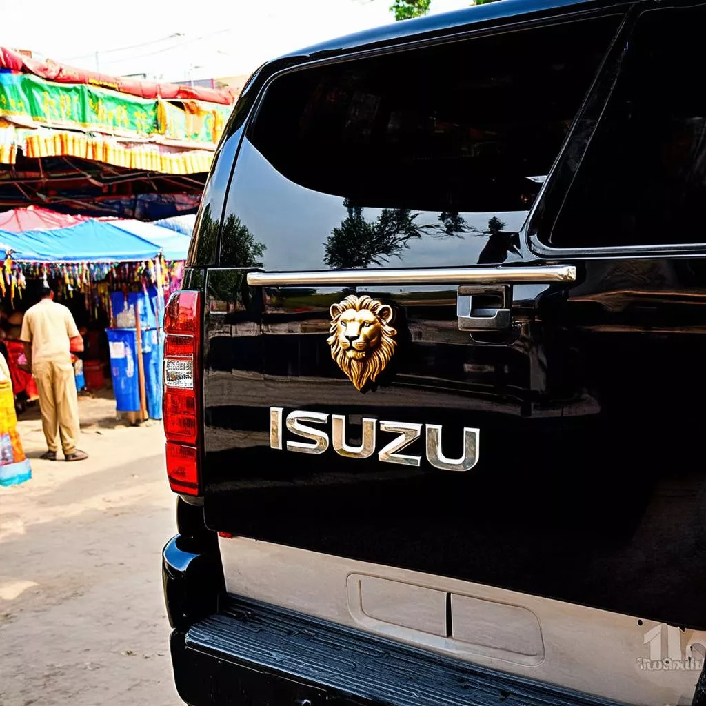 Lion door handle on an Isuzu truck