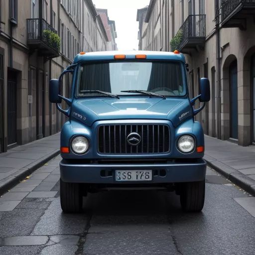 蓝色江淮1吨国四卡车行驶在道路上