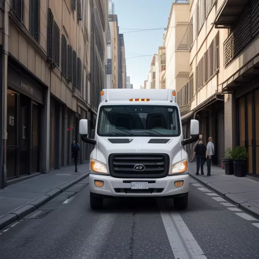 Xe tải Jac N350 thùng kín gắn bửng nâng trong phố