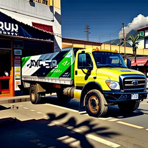 Xe tải JAC Peru đỗ trước cửa hàng