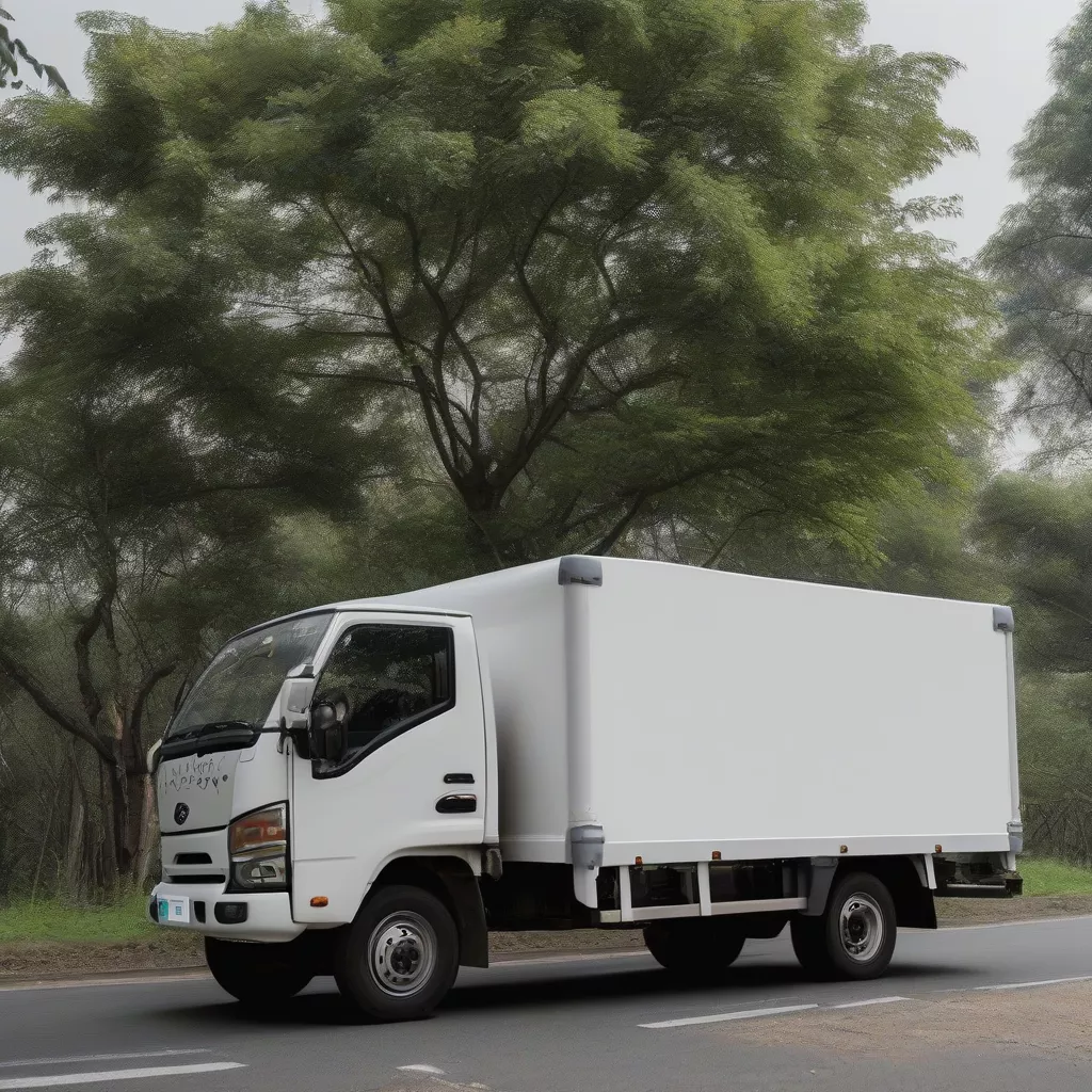 Xe tải Jac X125 thùng bạt đỗ tại bến đường