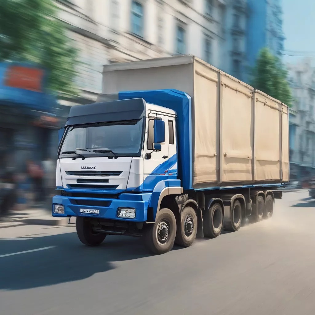 Kamaz 3 truck driving on a city street