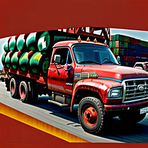 Red truck at Hai Phong port
