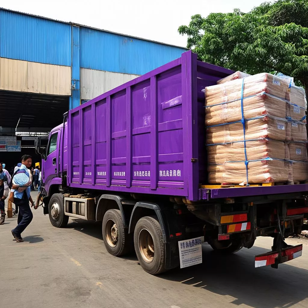 Purple truck in Hanoi