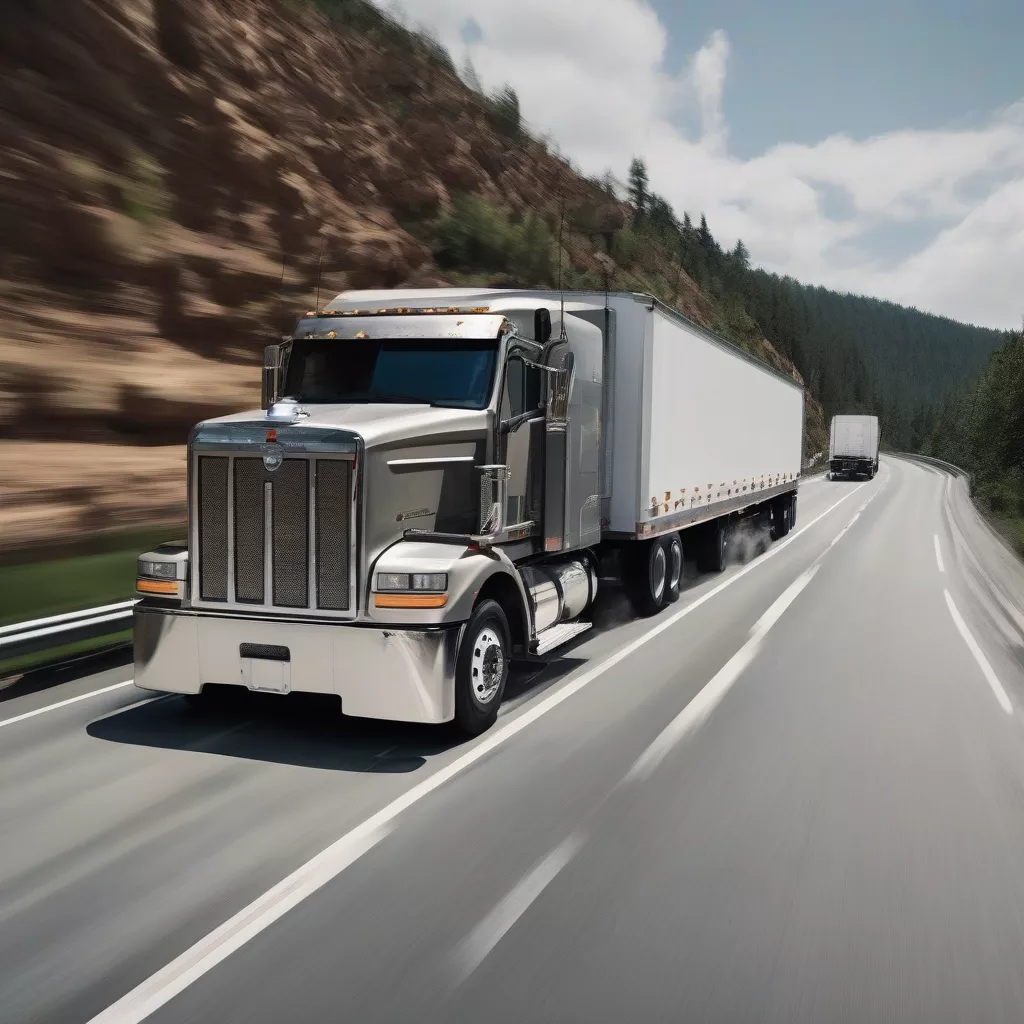 Xe tải nặng chạy trên đường cao tốc