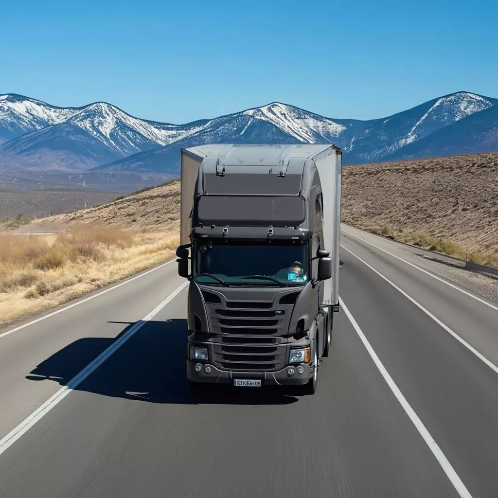 Xe tải chở hàng trên đường