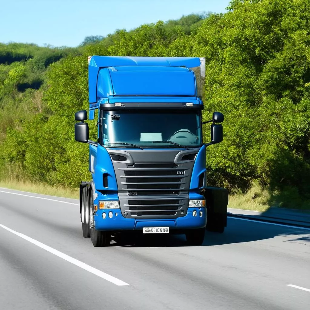 सड़क पर चलता जापानी ट्रक