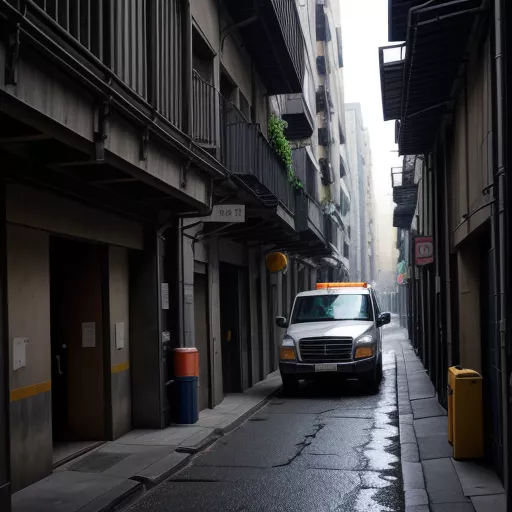 狭い路地を走行する小型トラック
