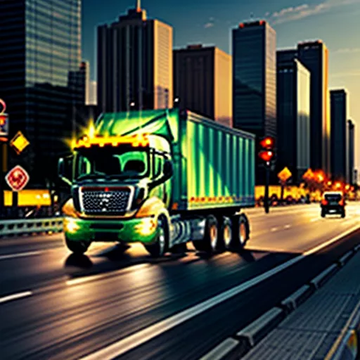 Small truck navigating city streets