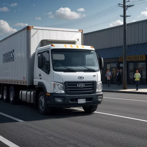 Used Hyundai Porter II truck driving in the city