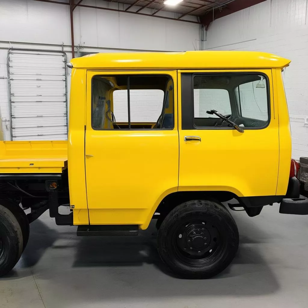 Xe tải được sơn màu vàng bắt mắt