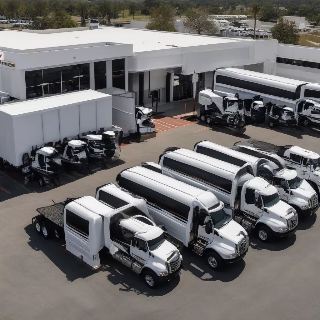 Thaco truck parked in front of a dealership