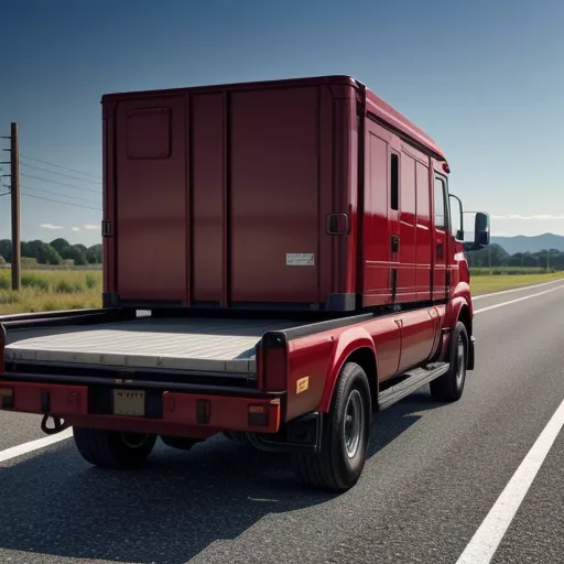 Xe Tải Thùng Lửng Di Chuyển Trên Đường