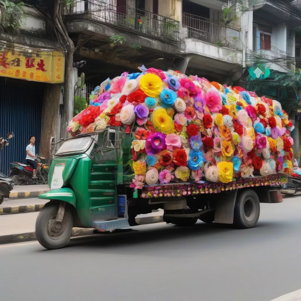 Truck decorated with Bang C flowers