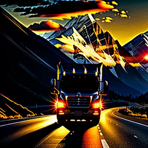 Camião a conduzir na estrada