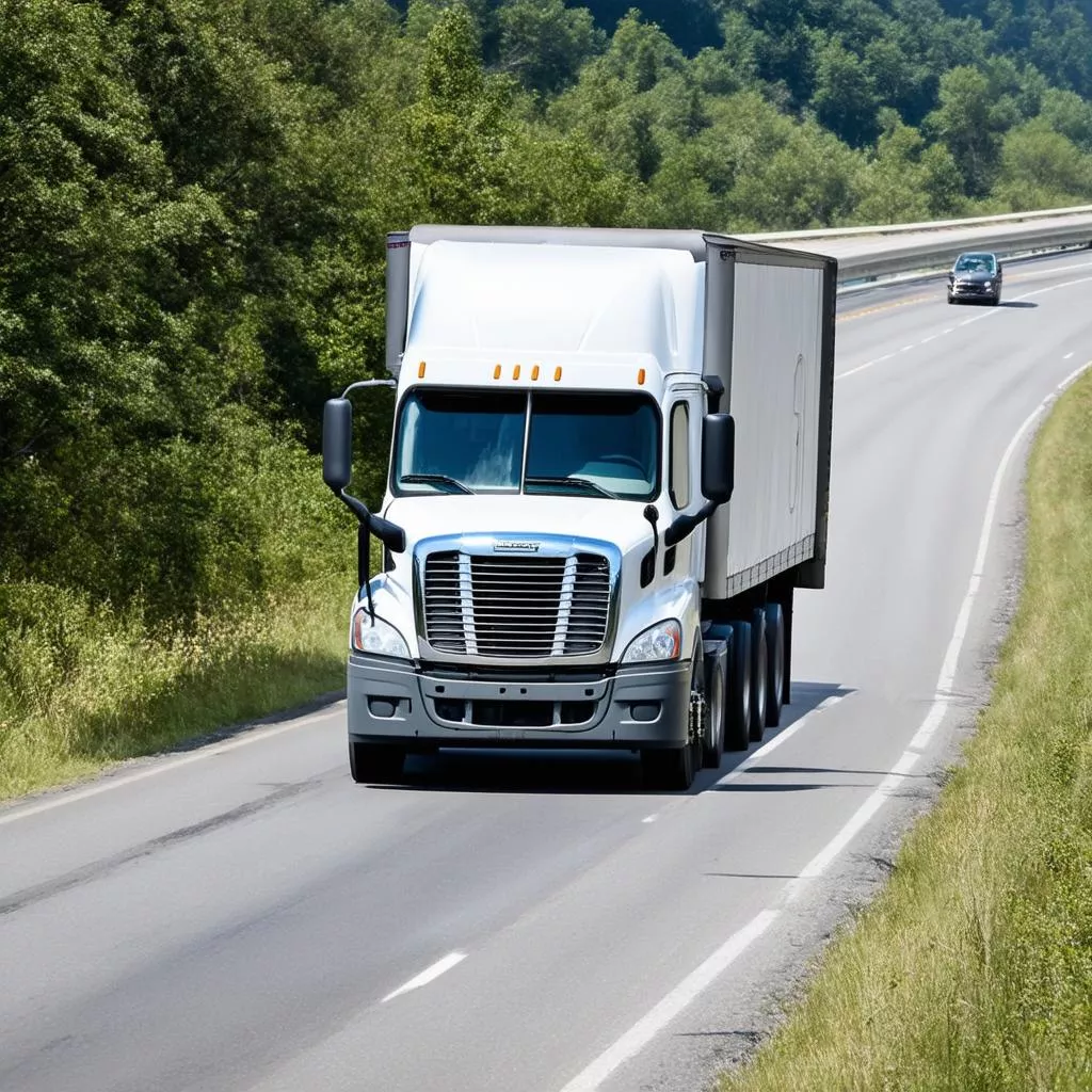 Hình ảnh xe tải di chuyển trên đường phố