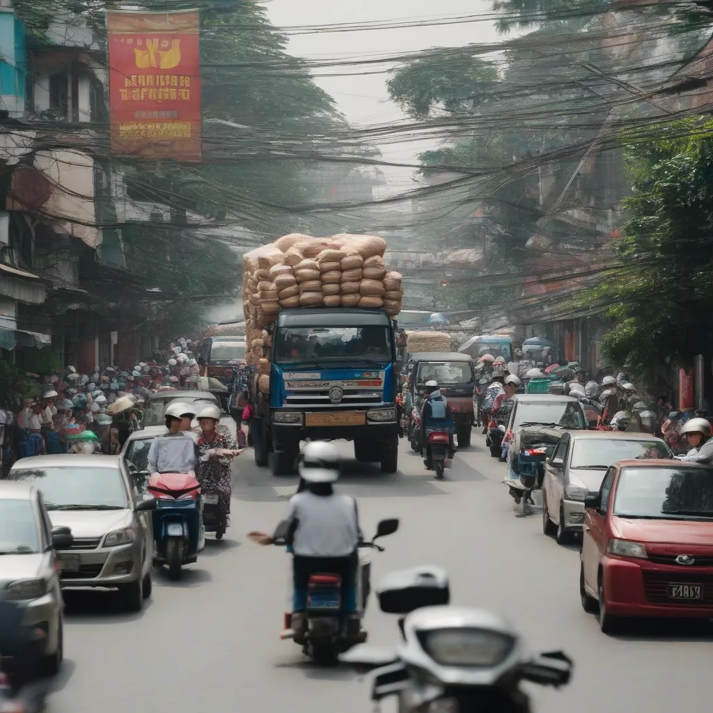 Xe tải trên đường phố Hà Nội