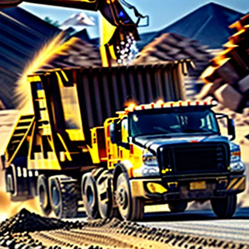 Dump truck at a construction site