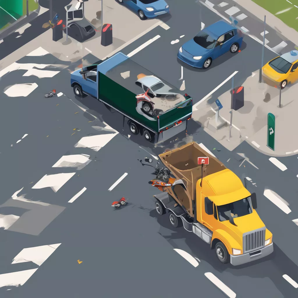 Truck colliding with a motorcycle