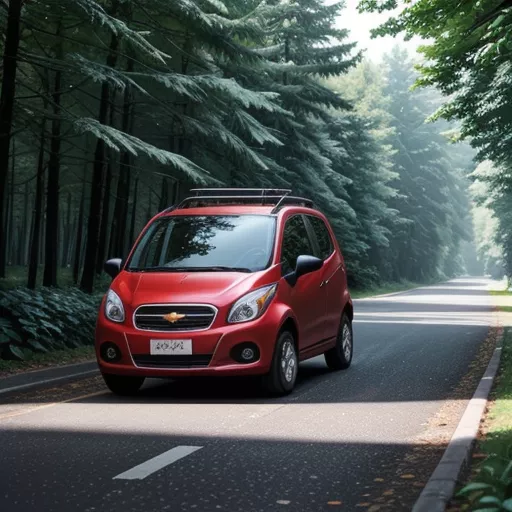 Mobil truk van Chevrolet Spark Van warna merah