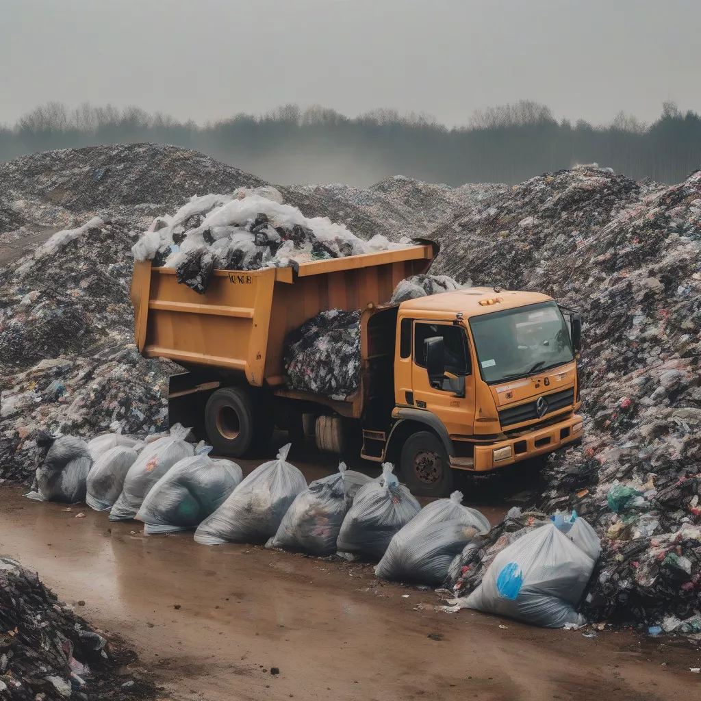 Truck transporting waste