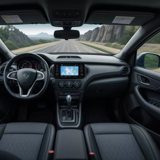 Nội thất xe tải van Dongben DBX30 với vô lăng, bảng điều khiển và ghế ngồi