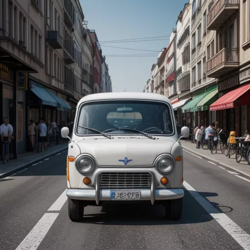 GAZ 3-seater van driving on city streets