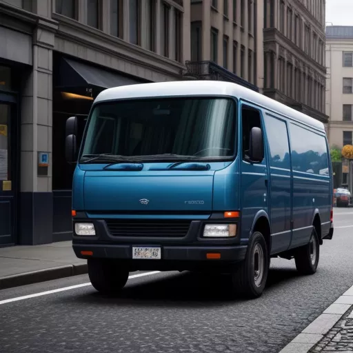 거리에 주차된 파란색 SRM 밴