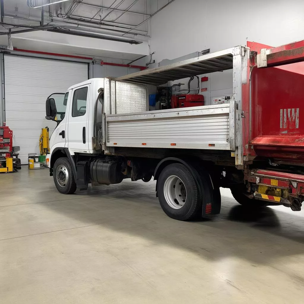 Xe tải vào xưởng sửa chữa