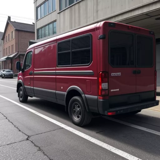 빨간색 베암 2.4톤 트럭이 길가에 주차되어 있습니다