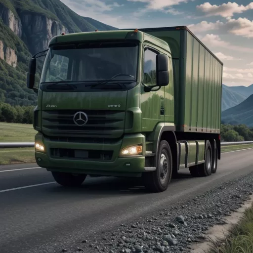 Green Veam VPT950 9.3-ton truck driving on the road