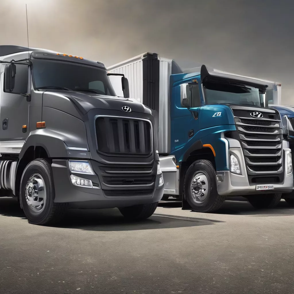 Camions Veam VT300 et Hyundai HD800