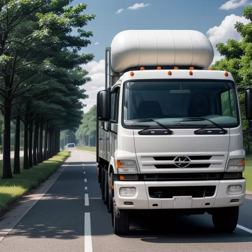 White Hino truck driving on the road