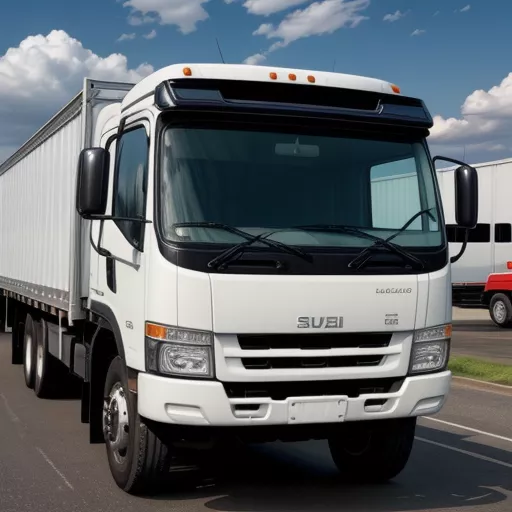 Isuzu 3.5 ton truck parked in front of showroom