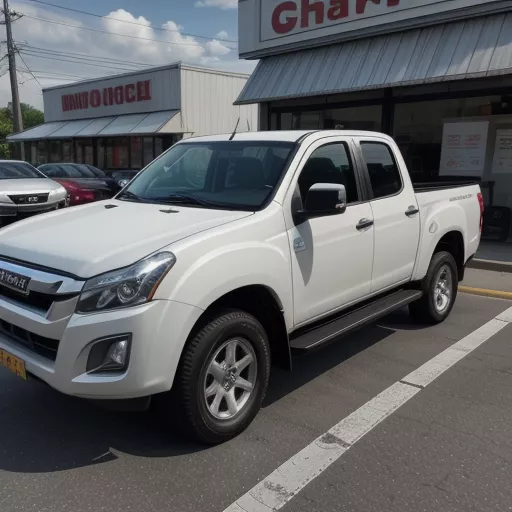 Isuzu truck parked in front of a store