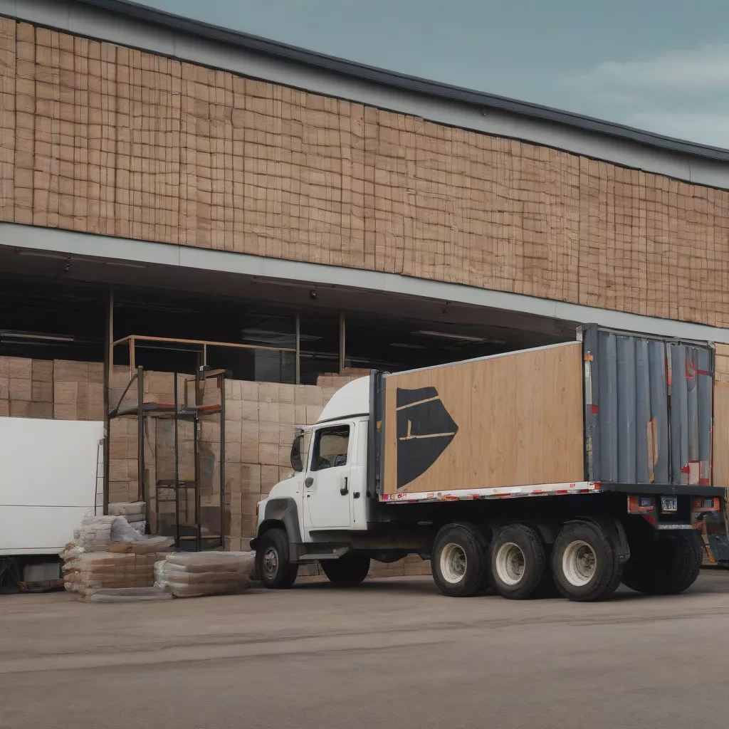 निर्माण सामग्री की दुकान के सामने खड़ा ट्रक
