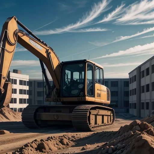 Komatsu Excavator Working at Construction Site