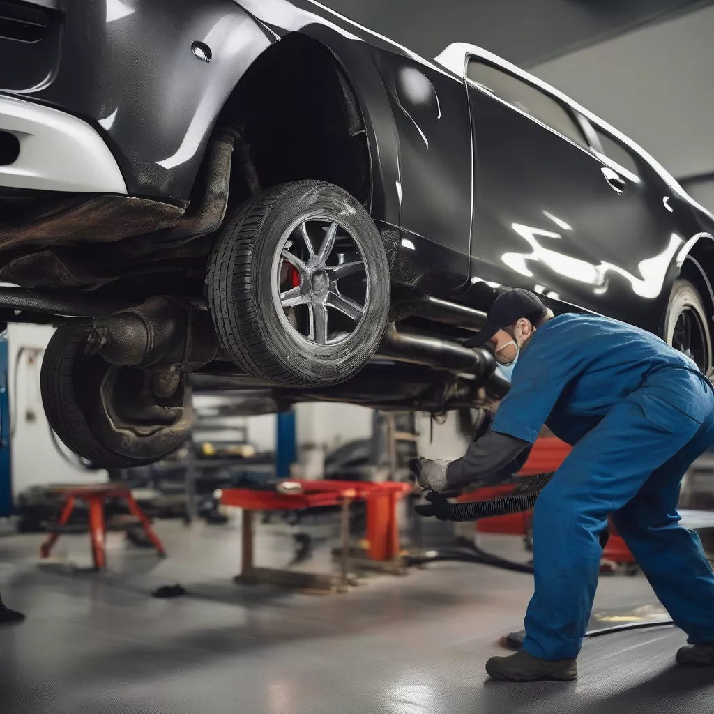 Xịt gầm ô tô tại gara