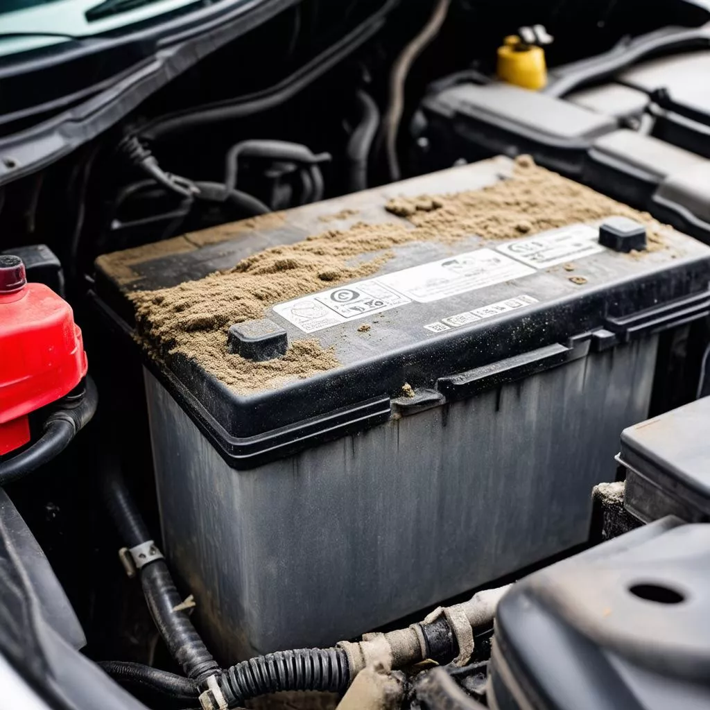 Verschmutzte Autobatterie