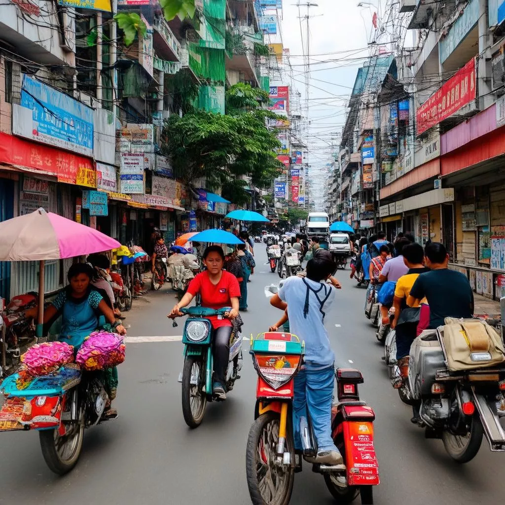 Phố xá sầm uất trên đường Lê Trọng Tấn Tân Phú