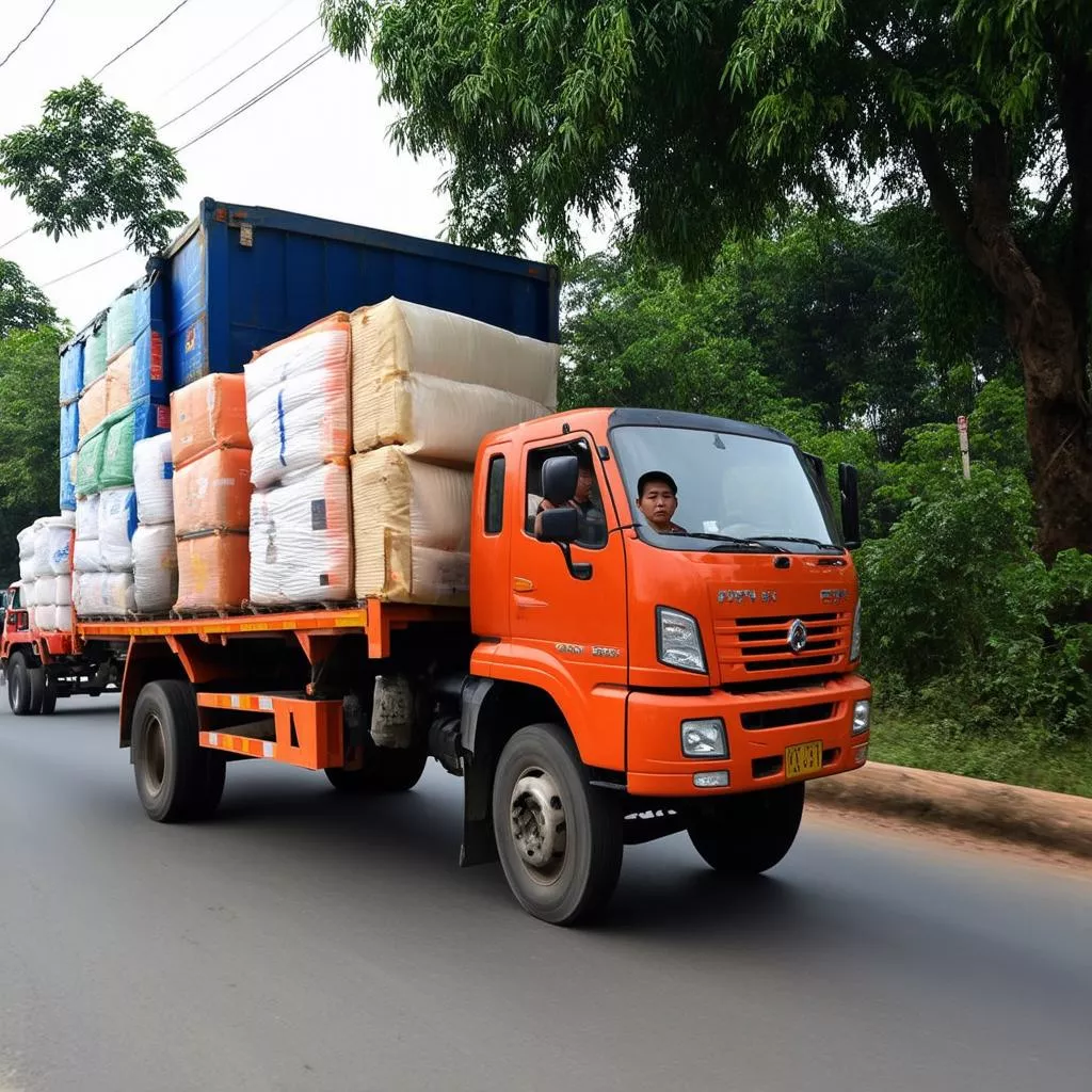 Truck driver transporting goods