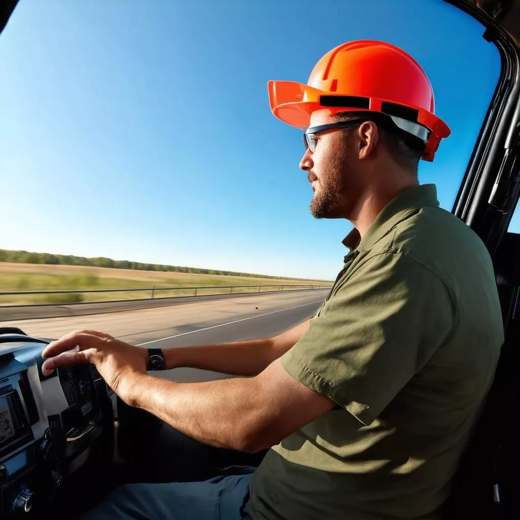 Truck driver driving