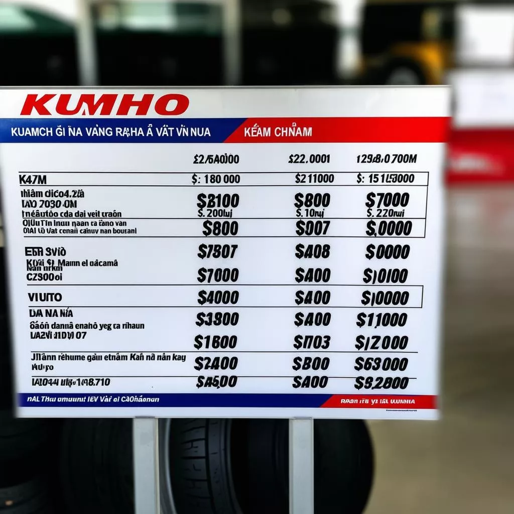 Kumho Tire Price List in Rach Gia
