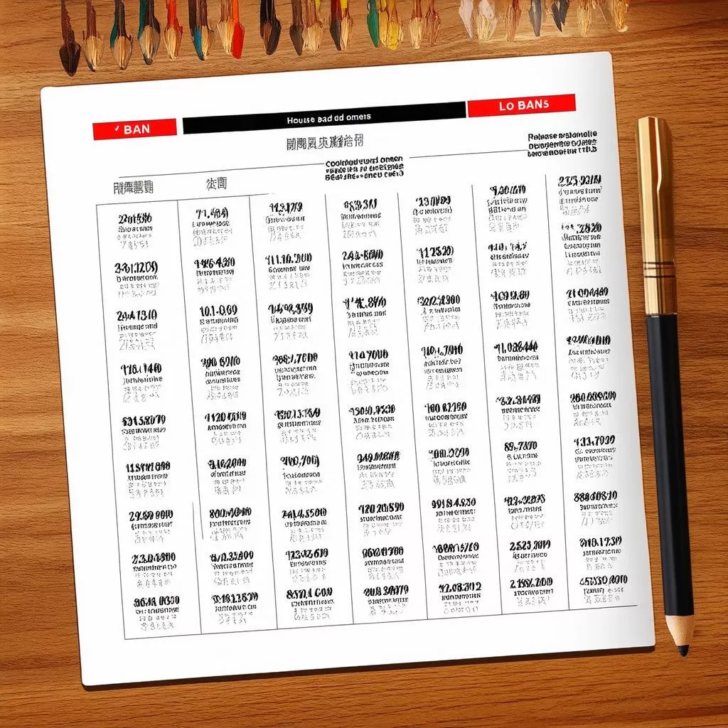 Lu-Ban-Hausnummern-Tabelle