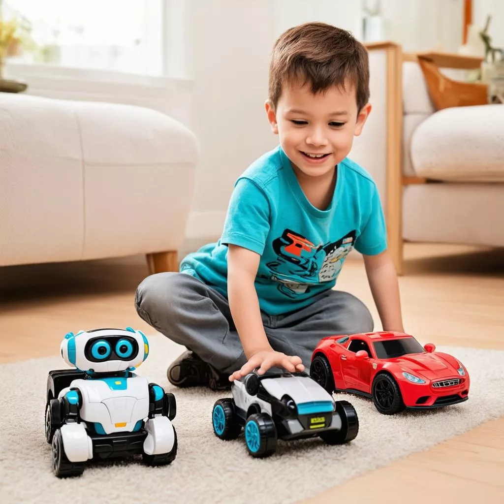 Menino brincando com brinquedos