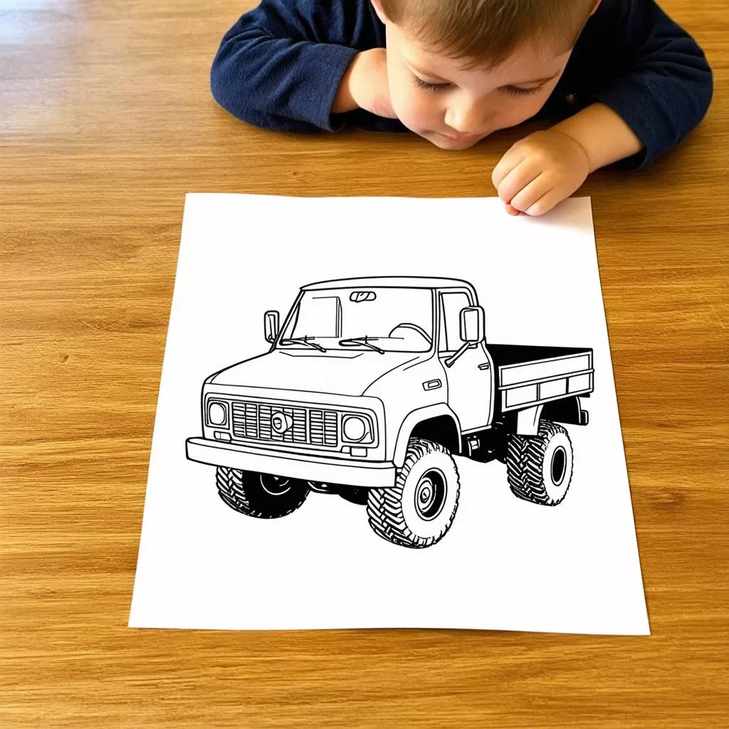 Hình ảnh ô tô chưa tô màu: Khơi nguồn sáng tạo và đam mê xe tải